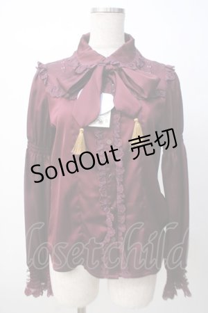 画像: axes femme kawaii / タッセルリボンブラウス M ワイン Y-25-07-14-073-AX-BL-SZ-ZY