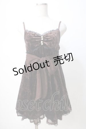 画像: TRALALA / ドットシフォンベロアキャミワンピース 0 ブラウン Y-25-07-14-079-LO-OP-SZ-ZY