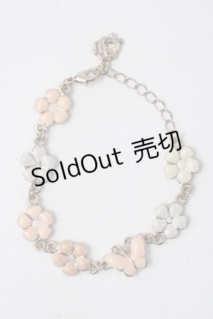 画像: axes femme / お花×蝶ブレスレット  淡ピンク Y-25-07-14-010-AX-AC-SZ-ZY