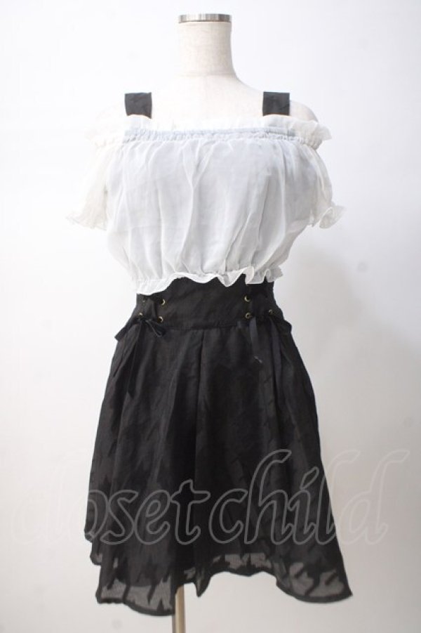 画像1: TRALALA / 千鳥柄オフショルワンピース 0 黒 Y-25-07-14-087-LO-OP-SZ-ZI (1)