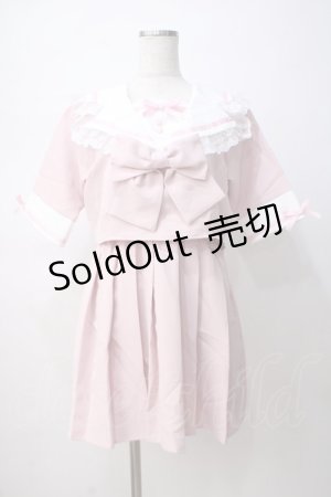 画像: DearMyLove / レースフリルリボン学園ワンピース L ピンク Y-25-07-14-089-EL-OP-SZ-ZY