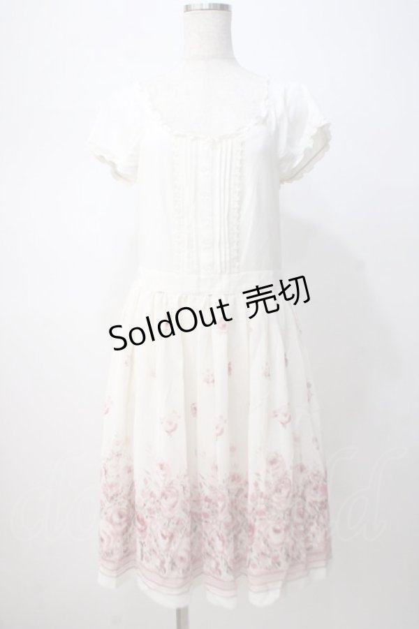画像1: L'EST ROSE / バラ柄シフォンドッキングワンピース 2 アイボリー Y-25-07-14-090-LO-OP-SZ-ZT130 (1)