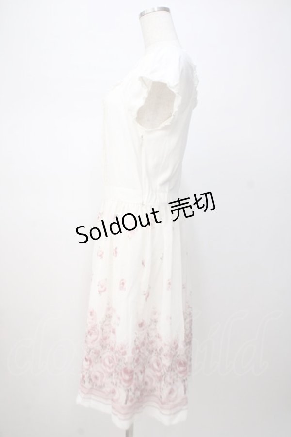 画像2: L'EST ROSE / バラ柄シフォンドッキングワンピース 2 アイボリー Y-25-07-14-090-LO-OP-SZ-ZT130 (2)