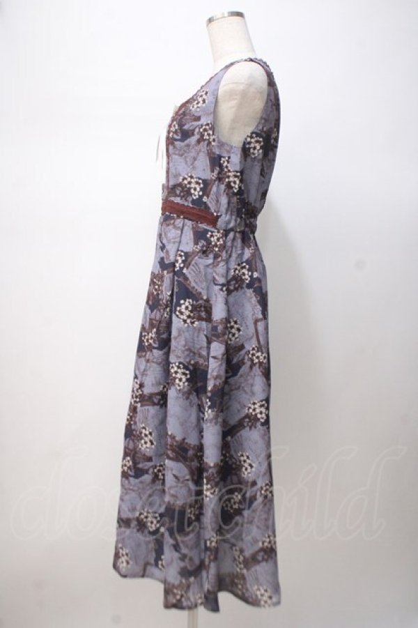 画像2: axes femme / ヴィンテージマップ柄ワンピ M コン Y-25-07-14-100-AX-OP-SZ-ZT478 (2)