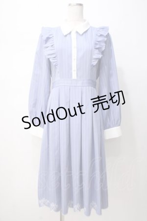 画像: axes femme / スカラップ刺繍バイカラーワンピース F ブルー Y-25-07-14-106-AX-OP-SZ-ZI