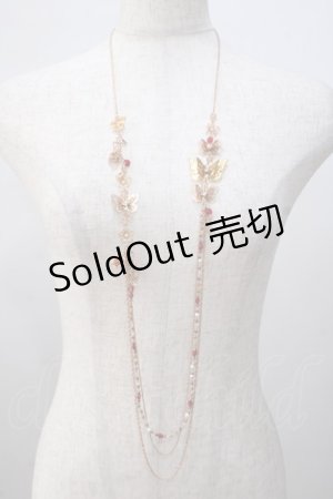 画像: axes femme / 蝶×ビーズ2連ロングネックレス  ピンクゴールド Y-25-07-14-002-AX-AC-SZ-ZY