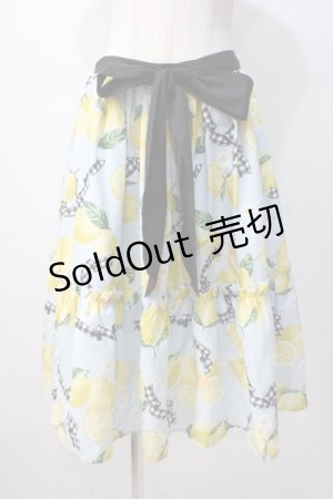 画像: axes femme kawaii / ストライプレモン柄スカート M サックス Y-25-07-14-124-AX-SK-SZ-ZY