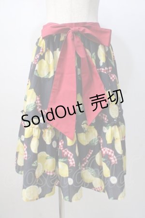 画像: axes femme kawaii / ストライプレモン柄スカート M 紺 Y-25-07-14-125-AX-SK-SZ-ZI