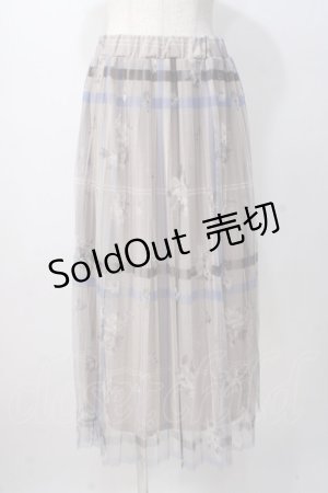 画像: axes femme / プリントプリーツチュールスカート F ベージュ Y-25-07-14-129-AX-SK-SZ-ZY