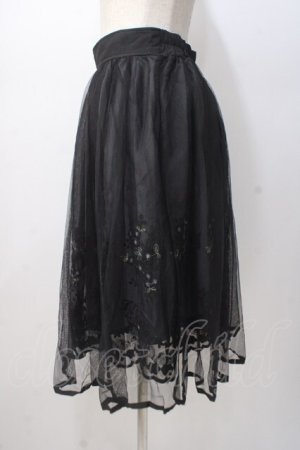 画像: axes femme POETIQUE / お花刺繍チュールスカート M 黒 Y-25-07-14-131-AX-SK-SZ-ZY