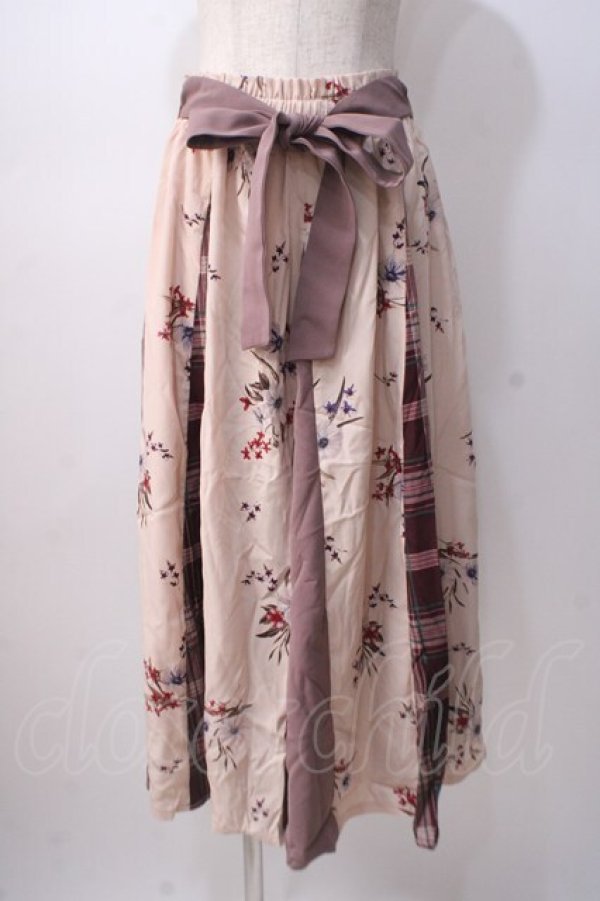 画像1: axes femme / 柄切替スカート M ワイン Y-25-07-14-135-AX-SK-SZ-ZT479 (1)