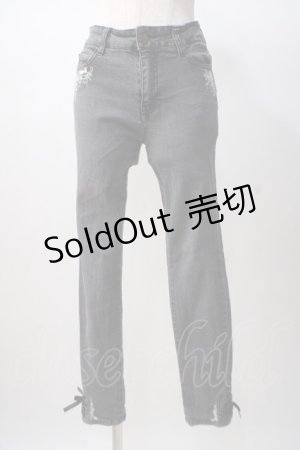 画像: axes femme / 猫×時計刺繍デニムパンツ M 黒 Y-25-07-14-136-AX-PA-SZ-ZY