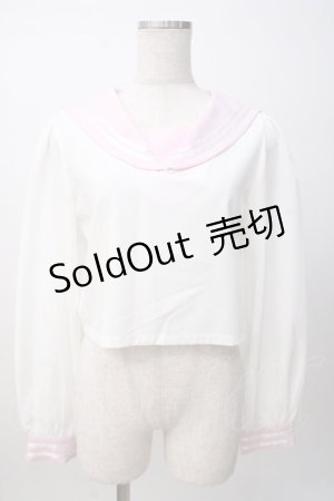 画像: Ank Rouge / リボン・ネクタイ付きセーラートップス M 白×ピンク Y-25-07-14-027-CA-TO-SZ-ZY