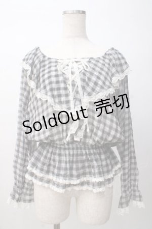 画像: TRALALA / チェック柄シフォントップス 0 黒 Y-25-07-14-030-LO-TO-SZ-ZI