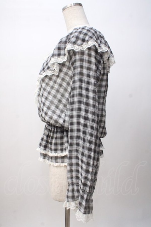 TRALALA / チェック柄シフォントップス 0 黒 Y-25-07-14-030-LO