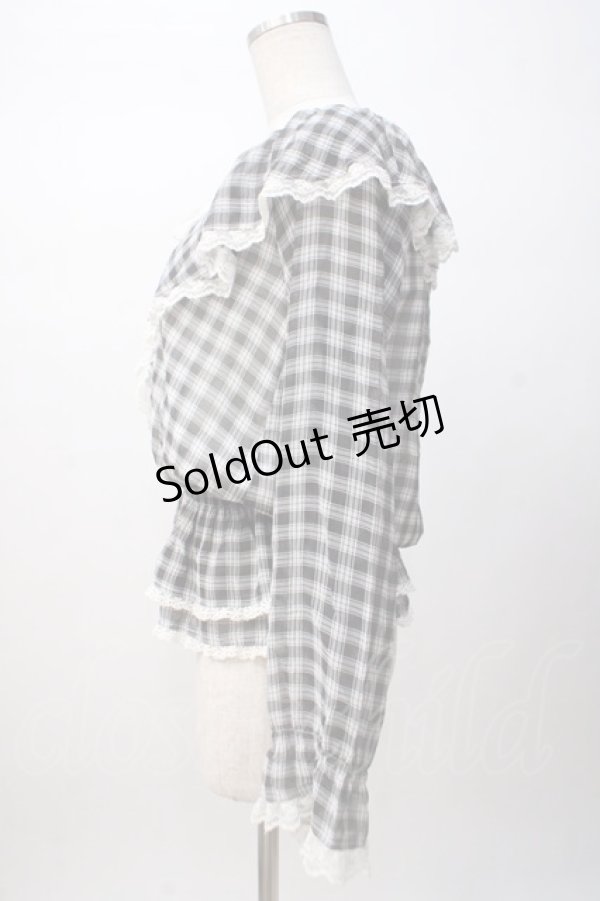 画像2: TRALALA / チェック柄シフォントップス 0 黒 Y-25-07-14-030-LO-TO-SZ-ZI (2)