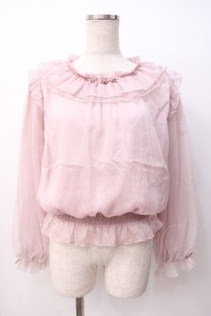 画像: axes femme POETIQUE / 巻き薔薇シフォンブラウス  ピンク Y-25-07-16-031-AX-BL-SZ-ZY