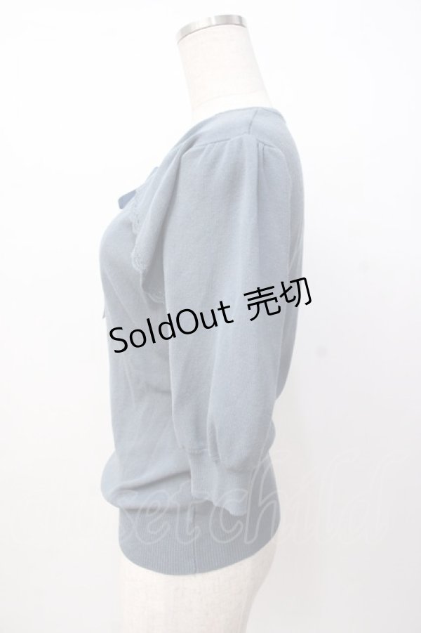 画像2: F＆A / フロント開き5分袖ニットプルオーバー  青 Y-25-07-16-034-LO-TO-SZ-ZY (2)
