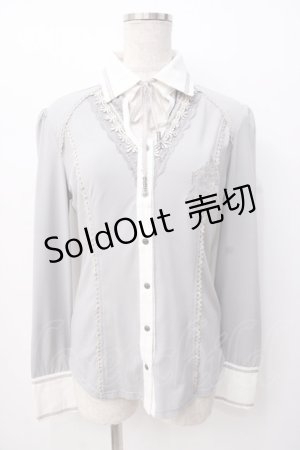 画像: OZZ ANGELO / 刺繍入りシャツ  グレー Y-25-07-16-045-OO-BL-SZ-ZY