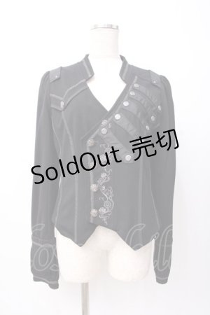 画像: Ozz oneste / 歯車薔薇刺繍ショートジャケット  黒 Y-25-07-16-048-OO-JA-SZ-ZY