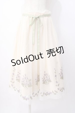 画像: an another angelus / ライラック刺繍チュールスカート  生成り Y-25-07-16-051-CA-SK-SZ-ZY