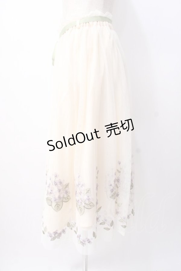 画像2: an another angelus / ライラック刺繍チュールスカート  生成り Y-25-07-16-051-CA-SK-SZ-ZY (2)