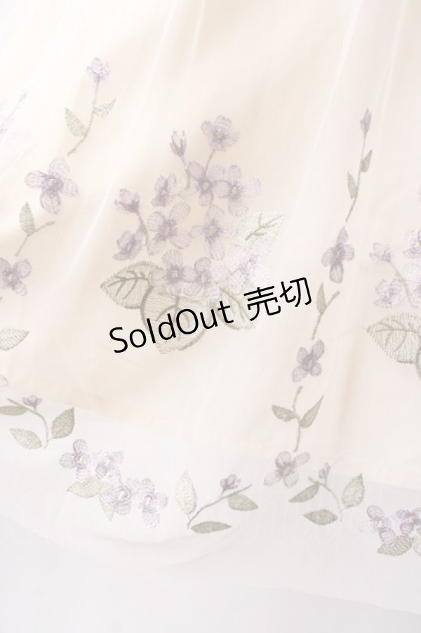 画像4: an another angelus / ライラック刺繍チュールスカート  生成り Y-25-07-16-051-CA-SK-SZ-ZY (4)