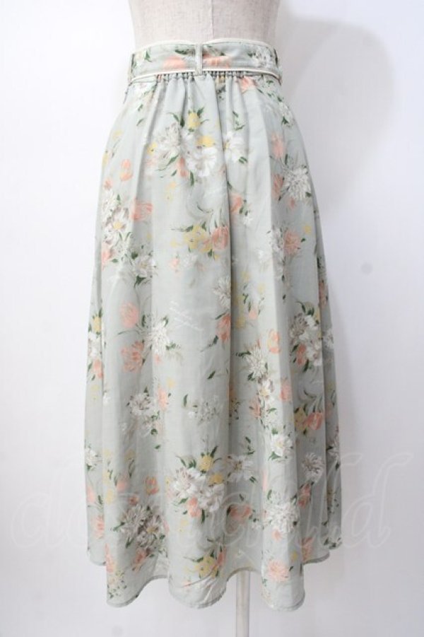 画像3: an another angelus / アートタッチ花柄セミフレアースカート  ミント Y-25-07-16-053-CA-SK-SZ-ZT197 (3)