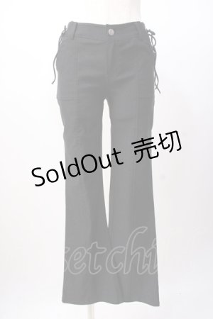 画像: Ozz oneste / 編み上げフレアパンツ  黒 Y-25-07-16-065-OO-PA-SZ-ZY
