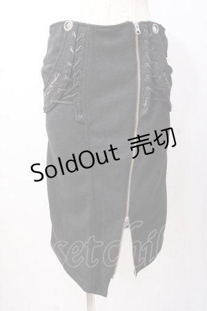 画像: Ozz Croce / アシメZIPスカート  黒 Y-25-07-16-066-OO-SK-SZ-ZY