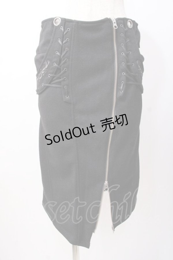 画像1: Ozz Croce / アシメZIPスカート  黒 Y-25-07-16-066-OO-SK-SZ-ZY (1)