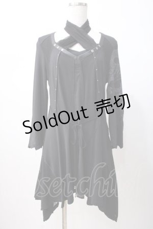 画像: Ozz Croce / 龍プリント入りアシメワンピース  黒 Y-25-07-16-077-OO-OP-SZ-ZY