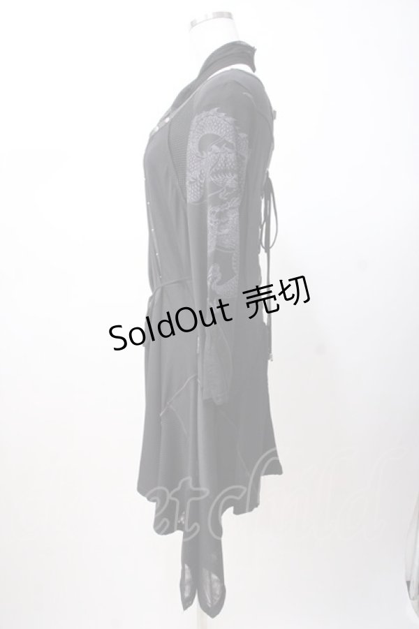 画像2: Ozz Croce / 龍プリント入りアシメワンピース  黒 Y-25-07-16-077-OO-OP-SZ-ZY (2)