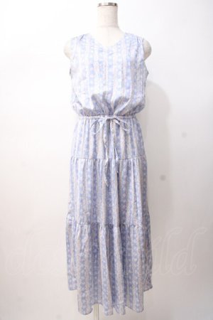 画像: axes femme / ストライプフラワーptワンピース M ブルー Y-25-07-16-084-AX-OP-SZ-ZY