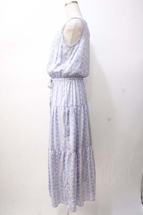 画像2: axes femme / ストライプフラワーptワンピース M ブルー Y-25-07-16-084-AX-OP-SZ-ZT475 (2)