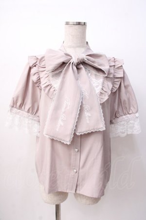 画像: NOEMIE / ロゴ刺繍ボウタイブラウス M ピンク Y-25-07-16-008-LO-BL-SZ-ZY