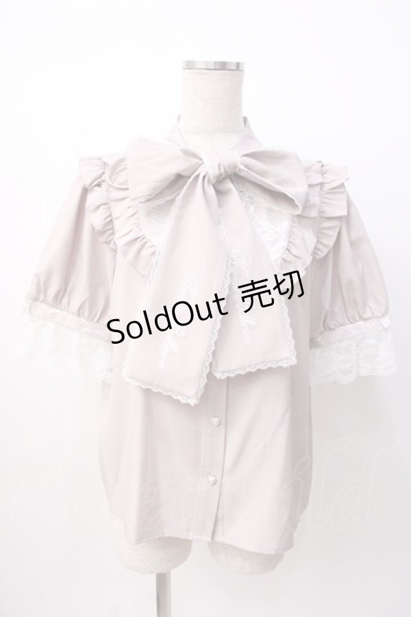 画像1: NOEMIE / ロゴ刺繍ボウタイブラウス M ピンク Y-25-07-16-008-LO-BL-SZ-ZT312 (1)