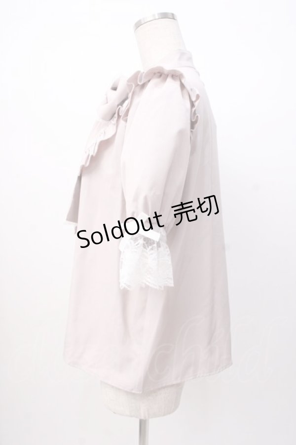 画像2: NOEMIE / ロゴ刺繍ボウタイブラウス M ピンク Y-25-07-16-008-LO-BL-SZ-ZT312 (2)