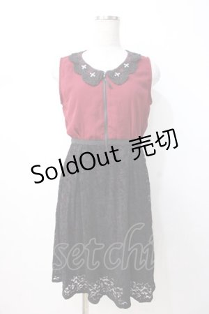 画像: axes femme / レース切替ワンピース M 黒×赤 Y-25-07-16-101-AX-OP-SZ-ZY