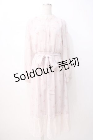 画像: axes femme / ストライプフラワーシフォンワンピース  ピンク Y-25-07-16-103-AX-OP-SZ-ZI