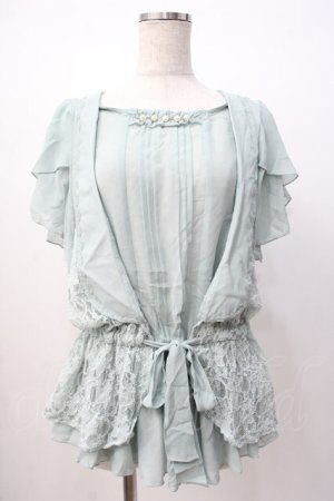 画像: axes femme / パール付ブラウスチュニ M ミント Y-25-07-16-020-AX-BL-SZ-ZY
