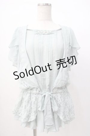 画像: axes femme / パール付ブラウスチュニ M ミント Y-25-07-16-020-AX-BL-SZ-ZY