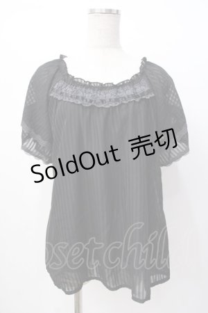画像: axes femme / Backデザイン半袖ブラウス  黒 Y-25-07-16-022-AX-BL-SZ-ZY