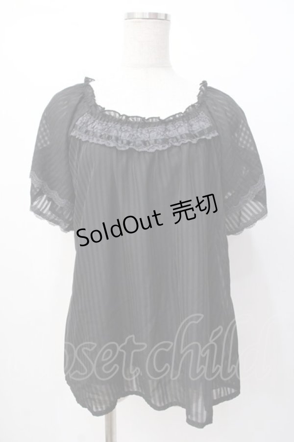 画像1: axes femme / Backデザイン半袖ブラウス  黒 Y-25-07-16-022-AX-BL-SZ-ZY (1)