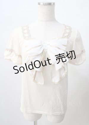 画像: axes femme / ビックリボン半袖カットソー  生成り Y-25-07-18-044-AX-TO-SZ-ZY