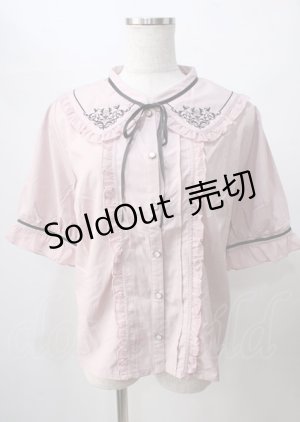 画像: axes femme / モチーフ刺繍ブラウス  ピンク Y-25-07-18-067-AX-BL-SZ-ZY
