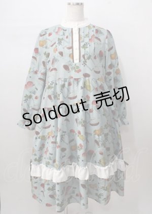 画像: axes femme / フルーツティ柄ティアードワンピース  グリーン Y-25-07-18-101-AX-OP-SZ-ZI
