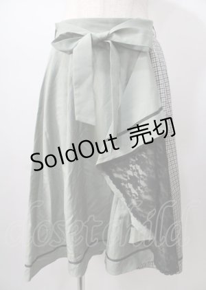 画像: axes femme / リボン付フリルスカート  グリーン Y-25-07-18-137-AX-SK-SZ-ZT479