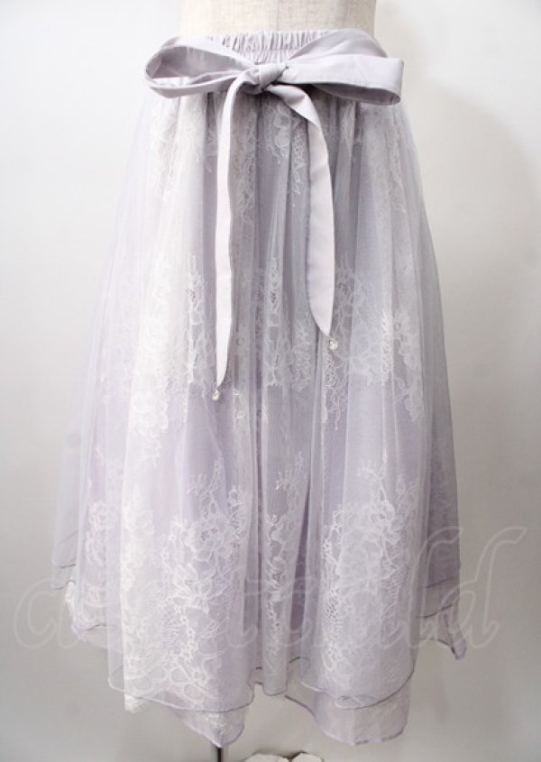 画像1: axes femme POETIQUE / バックフリルチュールスカート  ラベンダー Y-25-07-18-142-AX-SK-SZ-ZT063 (1)
