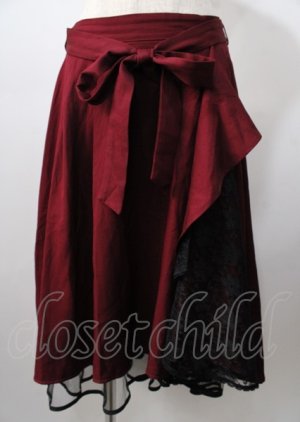画像: axes femme / ラッフルフリルイレヘムスカート  ワイン Y-25-07-18-148-AX-SK-SZ-ZY